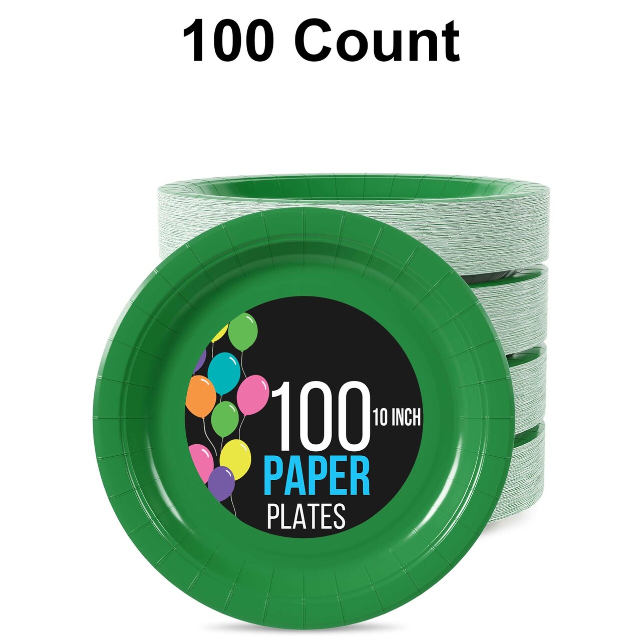 100 Count Emerald Green Paper Plates Durable Disposable Party Plates for Events 10"